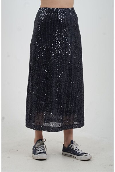 Zelish My Sister Fusta clopot cu paiete, lungime midi, afumată