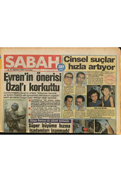 Gökçe Koleksiyon Sabah Gazetesi 21 Ağustos 1986 - Michael Jackson Ve Madonnay...