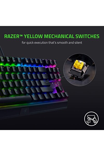 RAZER BlackWidow V3 TKL Mechanical Gaming Keyboard - Yellow Switches - Linear & Silent - Chroma RGB