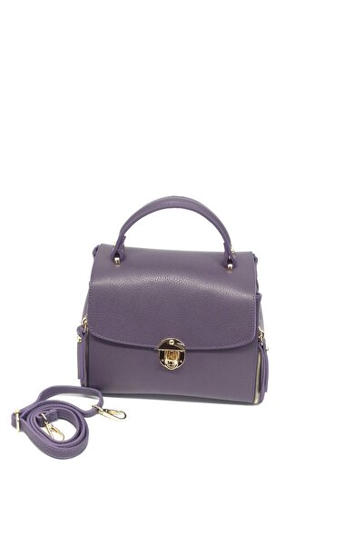 Matteo Τσάντα από γνήσιο δέρμα με χρυσές λεπτομέρειες μοβ 1100