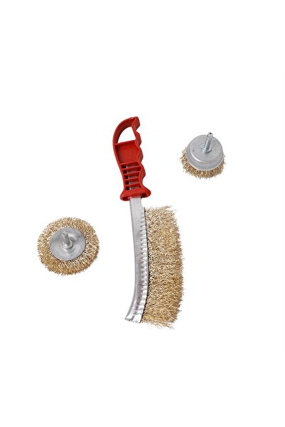Lawazim Wire Brush Set 3pcs - Steel and Brass Brushes for Rust Cleaning
