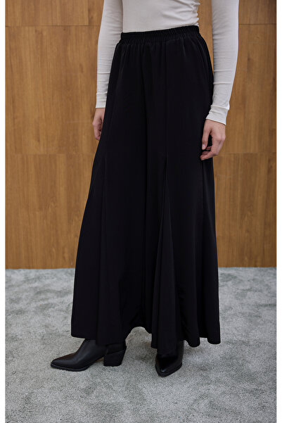 Birgül Bektaş Black Godeli Crepe Trousers