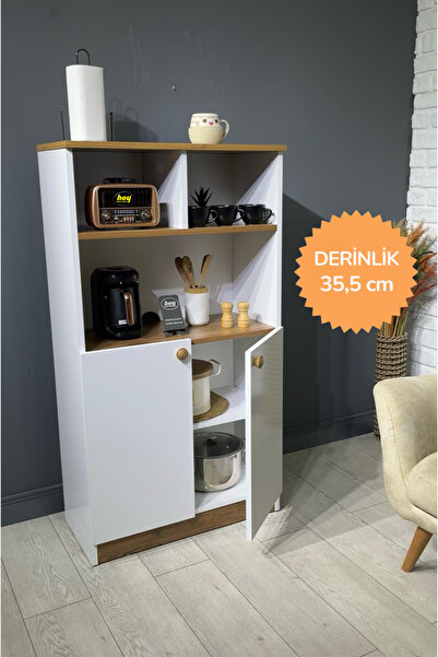 hey modüler mobilya Parla Kahve Köşesi Çok Amaçlı Dolap Kiler Dolabı Mutfak Bangosu Erzak Dolabı Bölmeli 72 cm