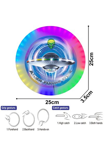 UZUNKAYA HOME Learning Fun Rgb LED Işıklı Şarjlı Karanlıkta Parlayan Uçan Disk Frizbi