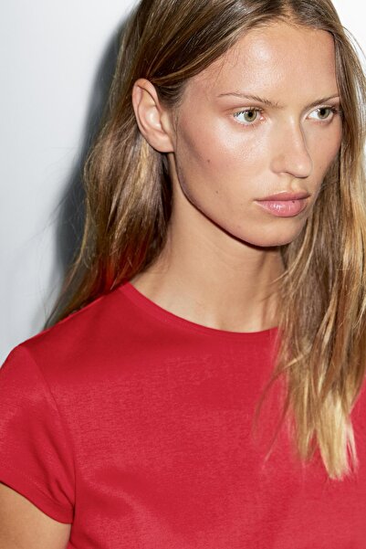 Massimo Dutti %100 merserize pamuklu kısa kollu t-shirt