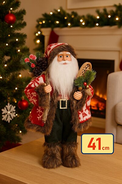 TOYFEST Хутряний Санта-Клаус Бібло 41 см Новорічна декоративна прикраса для д...