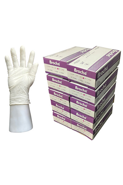 Broche LATEKS PUDRALI MUAYENE ELDİVENİ L BEDEN 10'LU PAKET