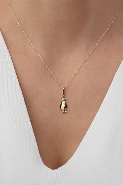 Bayar Gold 14 Ayar Altın Minimal Penguen Kolye