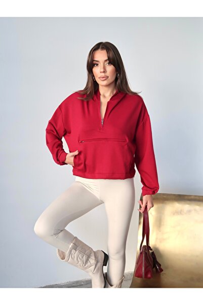 Paw Garage Women's Kangaroo Pocket Half Zip Sweat