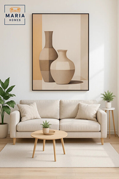 MARIA HOMES Modern Vase Wall Art – Textured Abstract Painting – Neutral Home ...