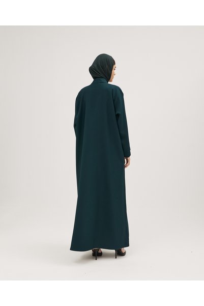 SOROSE SA Colorful crepe abaya, green, with pleats at the collar - wrap design