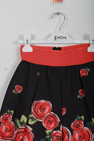 incity Girl's Black Rose Printed Stylish Skirt – New Product
