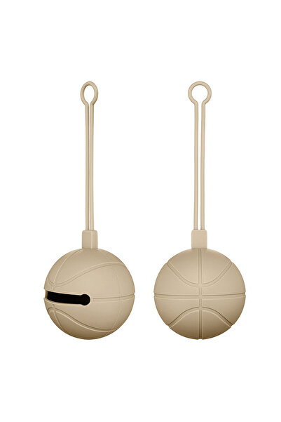 Pitikot Pitikot® Portable Silicone Pacifier Holder, Basketball Pattern, Cream