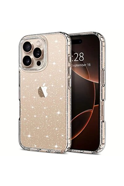 Goldie Case İPhone 14 Pro Max Uyumlu Simli Şeffaf Darbe Emici Özelliğe Sahip ...