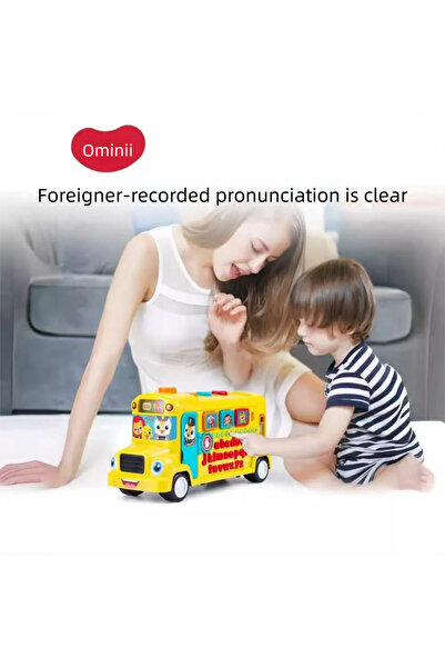 Ominii Baby School Bus Toy for 18M+,Kids Educational Toy,Musical Learning Animal School Bus
