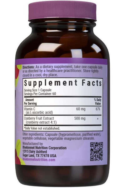 Bluebonnet Nutrition Cranberry Fruit Extract 60 Vegetable Capsules, 60 Servings