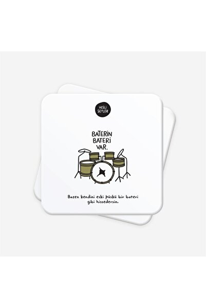 Hisli Şeyler Baterin Bateri 2'li Bardak Altlığı Seti