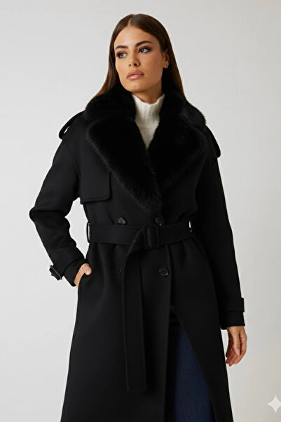 Guess Ella Women's Black Wool Blend Coat 5Bgl027125A-Jblk