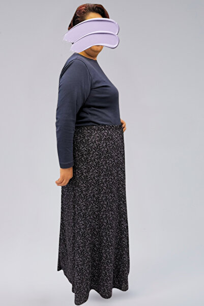MAKSEN TEKSTİL Pieced Long Prayer Skirt, Viscose Flowered 8 Pieces Long Women's Skirt
