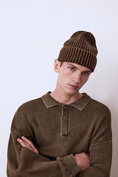 Pull & Bear Acid wash knit polo shirt