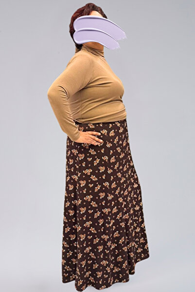 MAKSEN TEKSTİL Pieced Long Prayer Skirt, Viscose Flowered 8 Pieces Long Women's Skirt