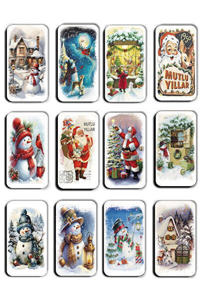 Mia Pera 12 li Simli Magnet Yılbaşı Noel Kardan Adam Çam Ağacı Noel Baba Hedi...