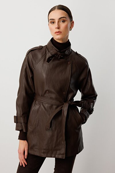 Ekol Çıtçıtlı Deri Trenç