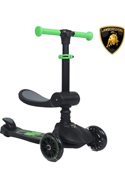 Lamborghini Lisanslı L5 2in1 Katlanabilir Oturaklı Işıklı 3 Tekerlekli Çocuk Scooter Sarı