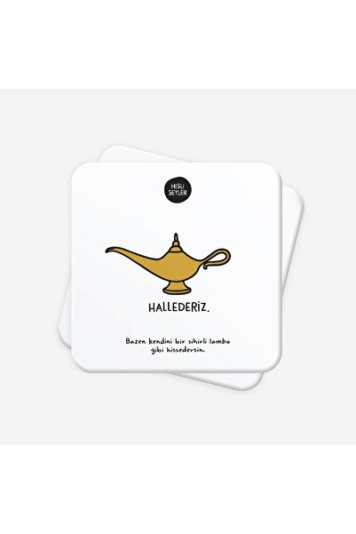 Hisli Şeyler Hallederiz 2'li Bardak Altlığı Seti