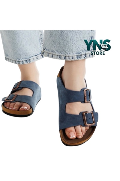Ynsstore Yns Buckle Unisex Slippers Navy Blue
