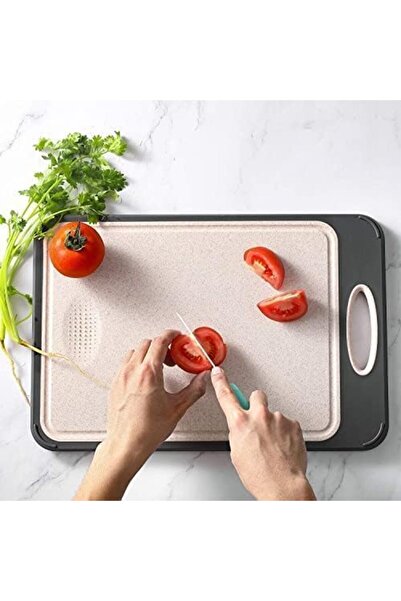 Generic Stainless Steel Double-Sided Cutting Board with Wheat Straw PP & Easy-Grip Handle