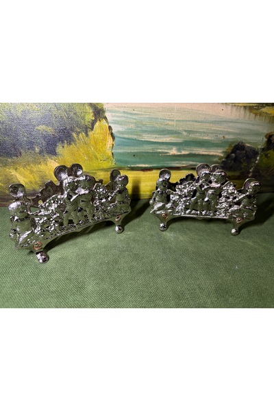 tayfuntufan antika koleksiyon Chrome Plated Napkin Holders on Brass 10.5 cm X...