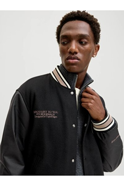 Jack & Jones Men's jacket, MEADOWS COLLEGE BOMBER, with slant pockets without zipper, snap closure