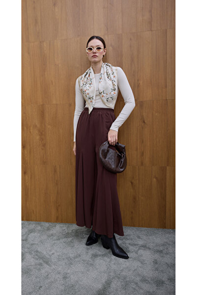 Birgül Bektaş Παντελόνι κρεπ Bitter Brown Godeli