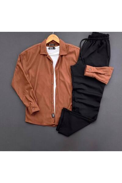 brozzi men قماش مجدّل طقم قميص عثماني-بدلة سفلية