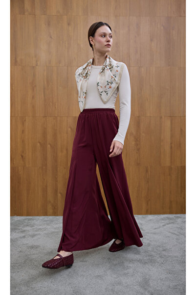 Birgül Bektaş Plum Godeli Crepe Pants