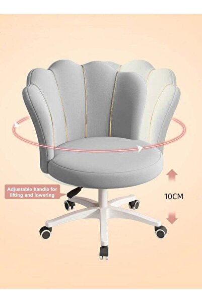 Generic 360 Degrees Adjustable Home Chair Petal-Shaped Backrest Vanity Chair with Wheels High Back Comfy