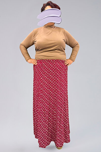 MAKSEN TEKSTİL Pieced Long Prayer Skirt, Viscose Crinkle 8 Piece Long Women's Skirt