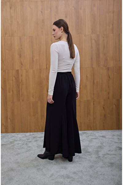 Birgül Bektaş Black Godeli Crepe Trousers