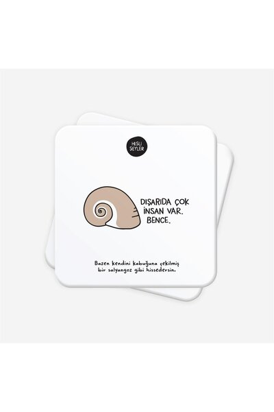 Hisli Şeyler Dışarda Çok İnsan Var 2'li Bardak Altlığı Seti