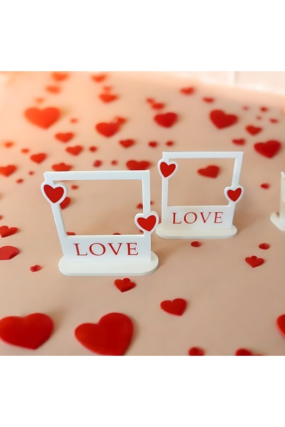 GreenWay3D LOVE Yazılı Kalpli Dekoratif Mini Çerçeve Masa Üstü Fotoğraf Çerçe...