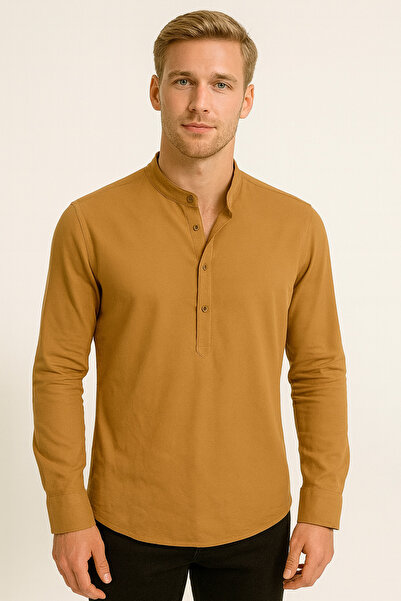 ETERNA UR erkek hakim yaka yarım düğmeli gömlek