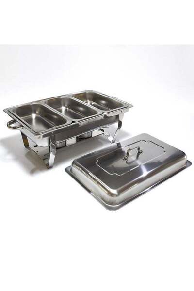 NKX Stainless Steel Chafing Dish With Lid Silver 3Layers