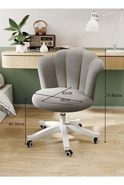 Generic 360 Degrees Adjustable Home Chair Petal-Shaped Backrest Vanity Chair with Wheels High Back Comfy