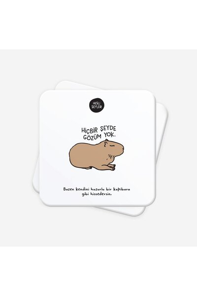 Hisli Şeyler Hiçbir Şeyde Gözüm Yok 2'li Bardak Altlığı Seti