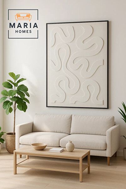MARIA HOMES Modern Textured Wall Art – Minimalist Abstract Canvas – Luxury Ho...