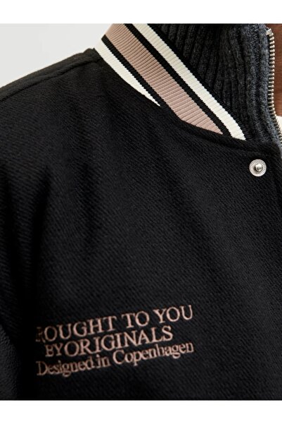 Jack & Jones Men's jacket, MEADOWS COLLEGE BOMBER, with slant pockets without zipper, snap closure