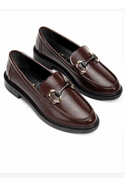 FGZY Shoes LOAFER KADIN AYAKKABI \ SİYAH (MAT CİLT) \ ACI KAHVE (RUGAN)