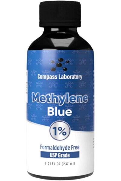 COMPASS LABORATORY Methylene Blue 1% USP-Grade, 237ml Glass Bottle