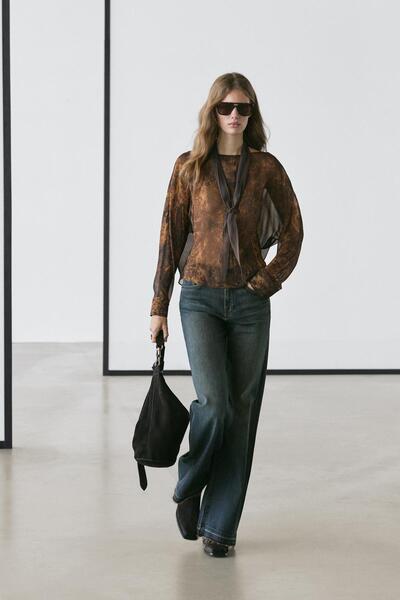 Massimo Dutti Desenli dökümlü bluz